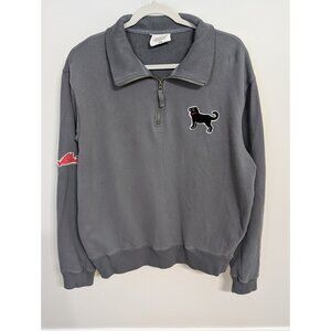 The Black Dog Pilot Quarter Zip Sweatshirt Size Large Vintage Wash Grey